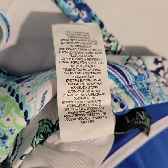 Lauren Ralph Lauren Fiesta Paisley Twist Underwire One Piece Swimsuit sz 10 blue - Picture 8 of 11